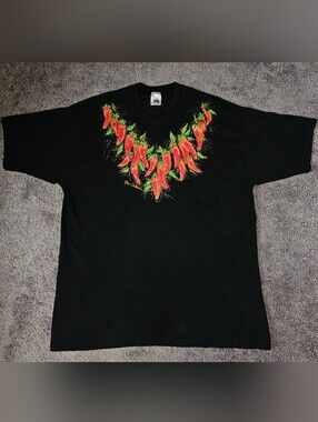 Handpainted Peppers New Orleans Black Tshirt Sz XL Vintage